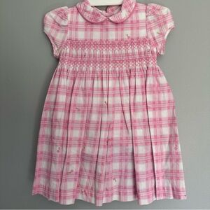 Laura Ashley Vintage Smocked Dress 24m Pink‎ Plaid Floral Spring Easter